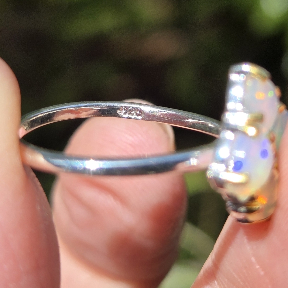 HOST PICK! ππ Opal Natural 4k Sterling & Gold Ring Sz6.5 - Picture 8 of 8